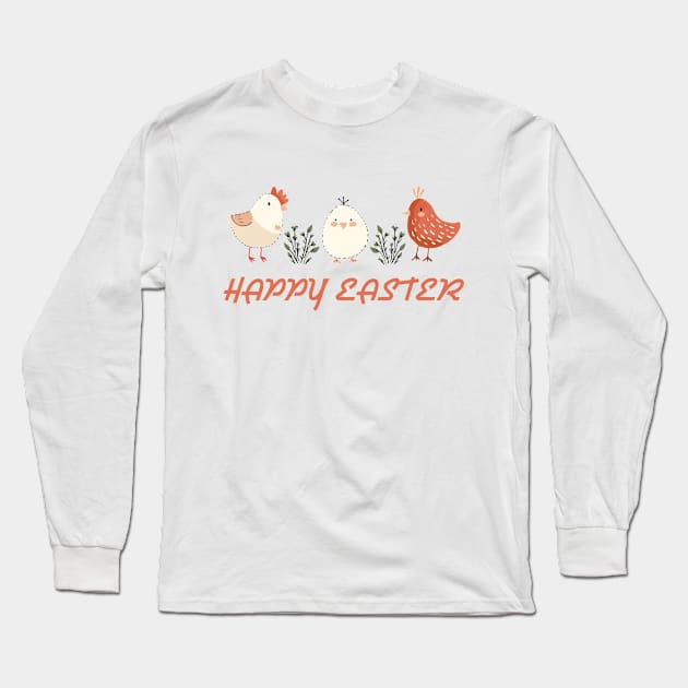 Happy easter chickens egg Long Sleeve T-Shirt by StepInSky